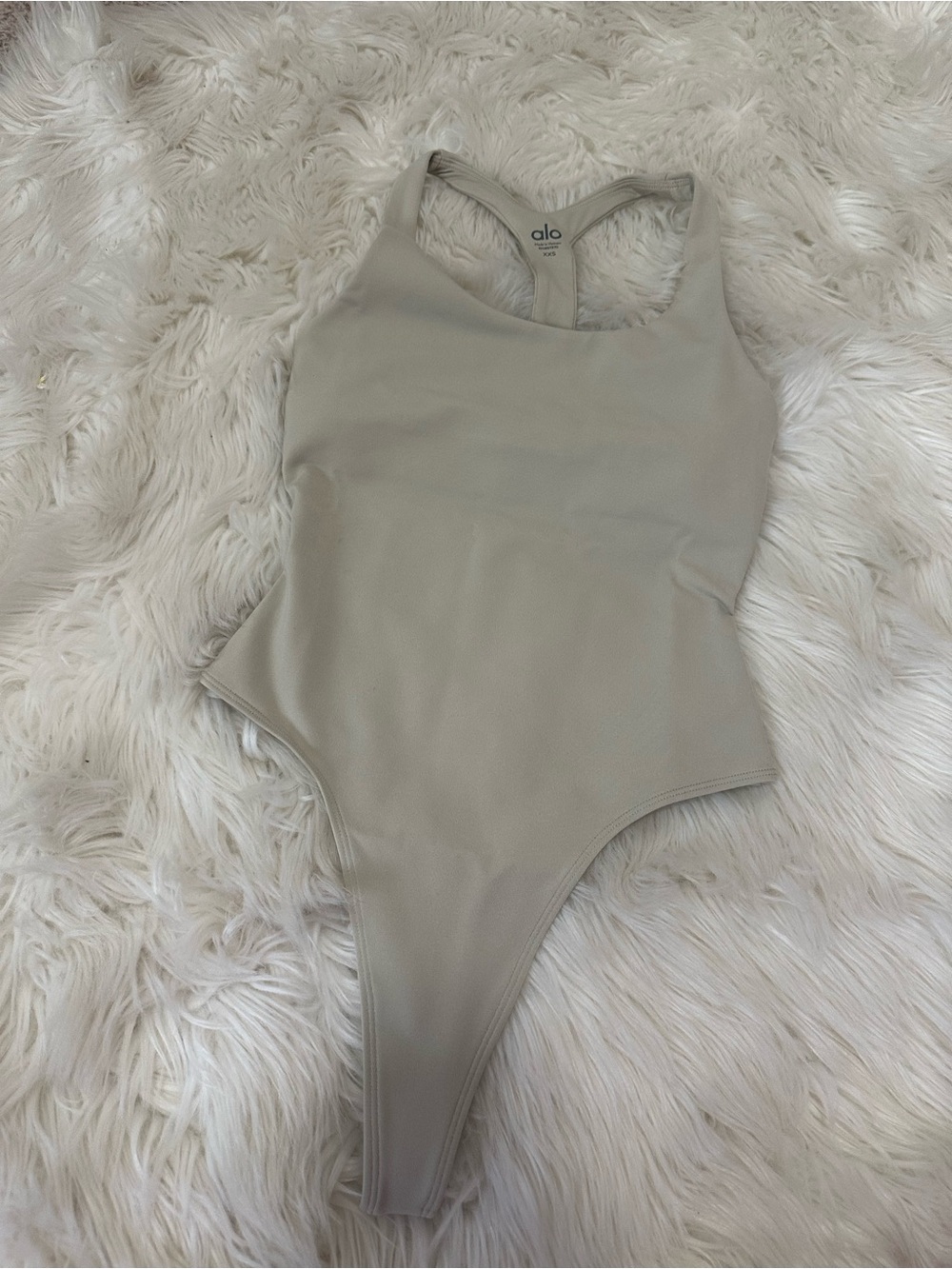 ALO Yoga Neutral Taupe Racerback Bodysuit new without tags has liner
